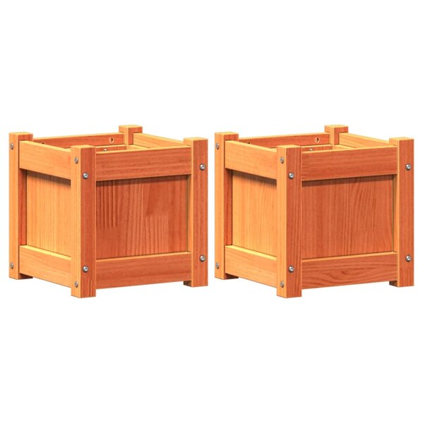 vidaXL Jardinières 2 Pièces cire marron bois de pin massif