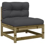 vidaXL Canapé de jardin sans accoudoirs et coussins bois pin imprégné