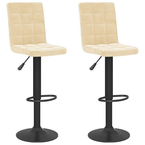vidaXL Tabourets de bar lot de 2 crème velours