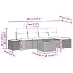 vidaXL Ensemble de canapé de jardin 6 pièces avec coussins noir poly rotin