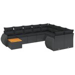 vidaXL Salon de jardin 10 Pièces avec coussins noir résine tressée