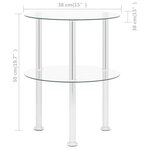 vidaXL Table d'appoint 2 niveaux Transparent 38 cm Verre trempé