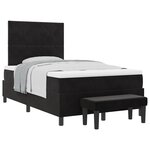 vidaXL Lit à ressort avec matelas et banc noir 120x200 cm en velours
