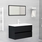 vidaXL Armoire d'évier avec lavabo intégré Noir Aggloméré
