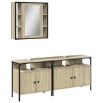 vidaXL Ensemble d'armoires de salle de bain 3 Pièces chêne sonoma
