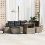 vidaXL Ensemble de canapé de jardin 7 pièces avec coussins gris en poly rattan