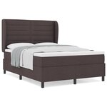 Lit avec sommier à ressorts et matelas vidaXL Marron foncé 140x200 cm Tissu