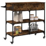 vidaXL Chariot de cuisine chêne fumé 105x42x95 cm bois d'ingénierie