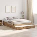 vidaXL Lit de rangement en chêne artisanal 135x190 cm