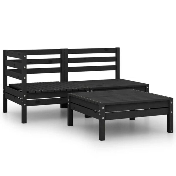 Salon de jardin meuble d'extérieur ensemble de mobilier 3 pièces bois de pin massif noir 02_0016043
