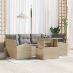 vidaXL Ensemble de canapé de jardin 7 pièces avec coussins beige en rattan poly