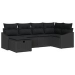 vidaXL Ensemble de 6 canapés de jardin avec coussins noir poly rattan