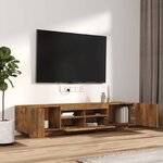vidaXL Ensemble de meubles TV avec lumières LED 2 Pièces Chêne fumé