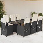 vidaXL Ensemble à manger de jardin 9Pièces coussins noir résine tressée