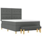 vidaXL Lit à ressorts avec Matelas & Banc Gris Foncé 160x200 cm Tissu