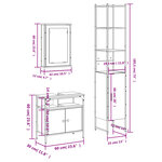 vidaXL Ensemble de meubles salle de bain 3 Pièces noir bois d'ingénierie