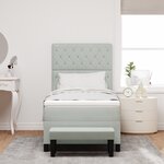 vidaXL Lit à Ressorts avec Matelas & Banc Gris Clair 100x200 cm Velours