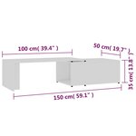 vidaXL Table basse Blanc 150x50x35 cm Bois d'ingénierie