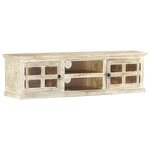 vidaXL Meuble TV Blanc 130x30x36 cm Bois massif de manguier
