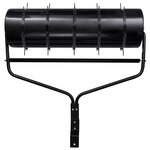 vidaXL Rouleau à gazon de jardin et colliers d'aérateur noir 63 L fer