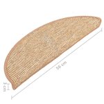 vidaXL Tapis d'escalier autocollants 15 Pièces 56x17x3 cm Marron clair