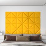 vidaXL Panneaux muraux 12 Pièces Jaune 30x30 cm Velours 0 54 m²