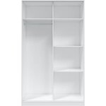 Armoire blanc et chêne - 2 portes coulissantes - 200 x 121 x 50 cm
