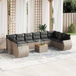 vidaXL Salon de jardin 11 Pièces avec coussins gris résine tressée