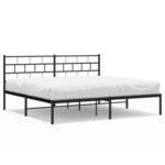 vidaXL Cadre de lit métal avec tête de lit noir 193x203 cm