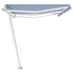 vidaXL Auvent manuel rétractable avec LED 600x300 cm Bleu et blanc