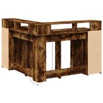 Bureau table poste de travail meuble d'ordinateur informatique étude et lumières LED chêne fumé 130 x 130 x 91cm bois ingénierie brun 02_0023783