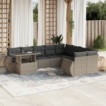 vidaXL Salon de jardin avec coussins 10 Pièces gris clair résine tressée