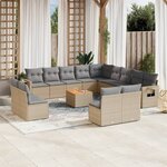 vidaXL Salon de jardin avec coussins 14 Pièces beige résine tressée