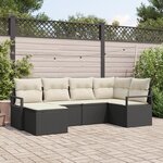 vidaXL Ensemble de Canapé de Jardin de 6 Pièces avec Coussins en Rattan Poly Noir