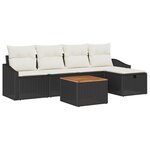vidaXL Ensemble de 6 Canapés de Jardin avec Coussins Noir en Poly Rattan