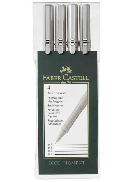 étui de 4 Stylo feutre ECCO PIGMENT, noir FABER-CASTELL