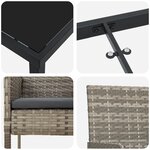 vidaXL Ensemble de jardin 5 pièces avec coussins gris en poly rattan