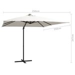 vidaXL Parasol déporté avec LED et mât en acier 250x250 cm Sable