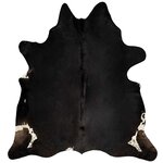 vidaXL Tapis en peau de vache véritable noir 180x220 cm