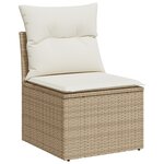 Ensemble de Canapés de Jardin de 9 Pièces avec Coussins Beige Poly Rattan Acacia
