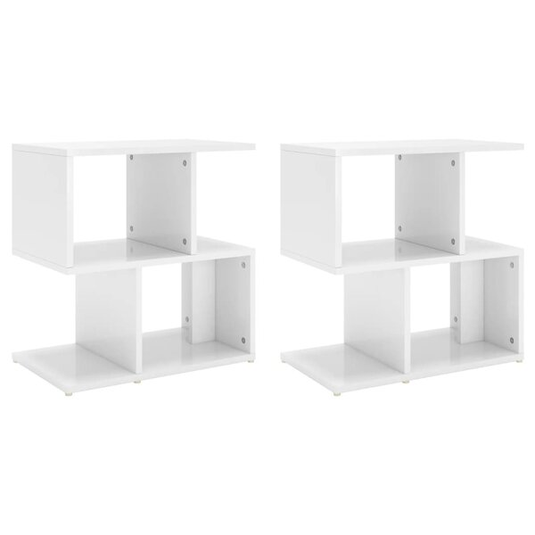 vidaXL Tables de chevet 2 Pièces blanc brillant bois d'ingénierie