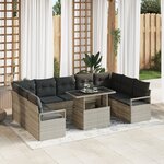 Ensemble de Canapé de Jardin vidaXL 10 Pièces avec Coussins Gris Clair Rattan Poly
