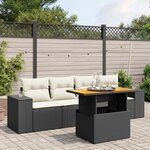 vidaXL Salon de jardin 5 Pièces avec coussins noir résine tressée