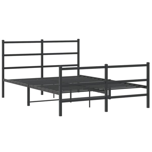 vidaXL Cadre de lit métal avec tête de lit/pied de lit noir 135x190 cm