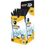 Boite de 50 Stylo Bille CRISTAL SOFT Pte moyenne 1,2 mm Easy Glide Noir BIC