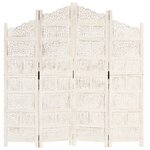 vidaXL Cloison de séparation 4 panneaux Blanc 160x165 cm Bois manguier