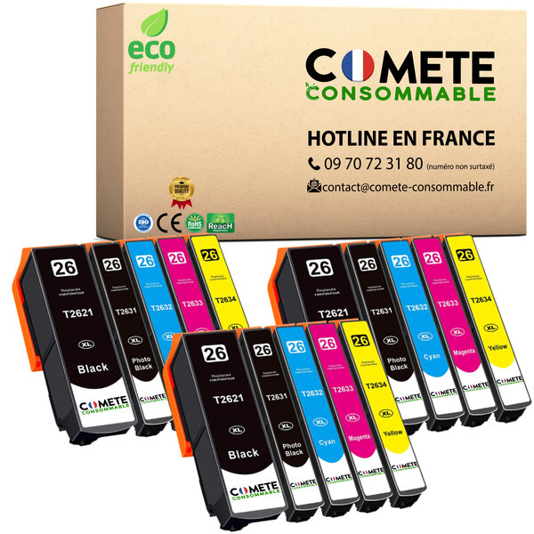 CARTOUCHE 26XL lot de 15 Compatible COMETE, Entreprise française