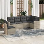 vidaXL Salon de jardin 6 Pièces avec coussins gris clair résine tressée