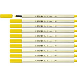 Feutre pinceau pen 68 brush  jaune citron x 10 stabilo