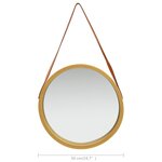 vidaXL Miroir mural avec sangle 50 cm Doré